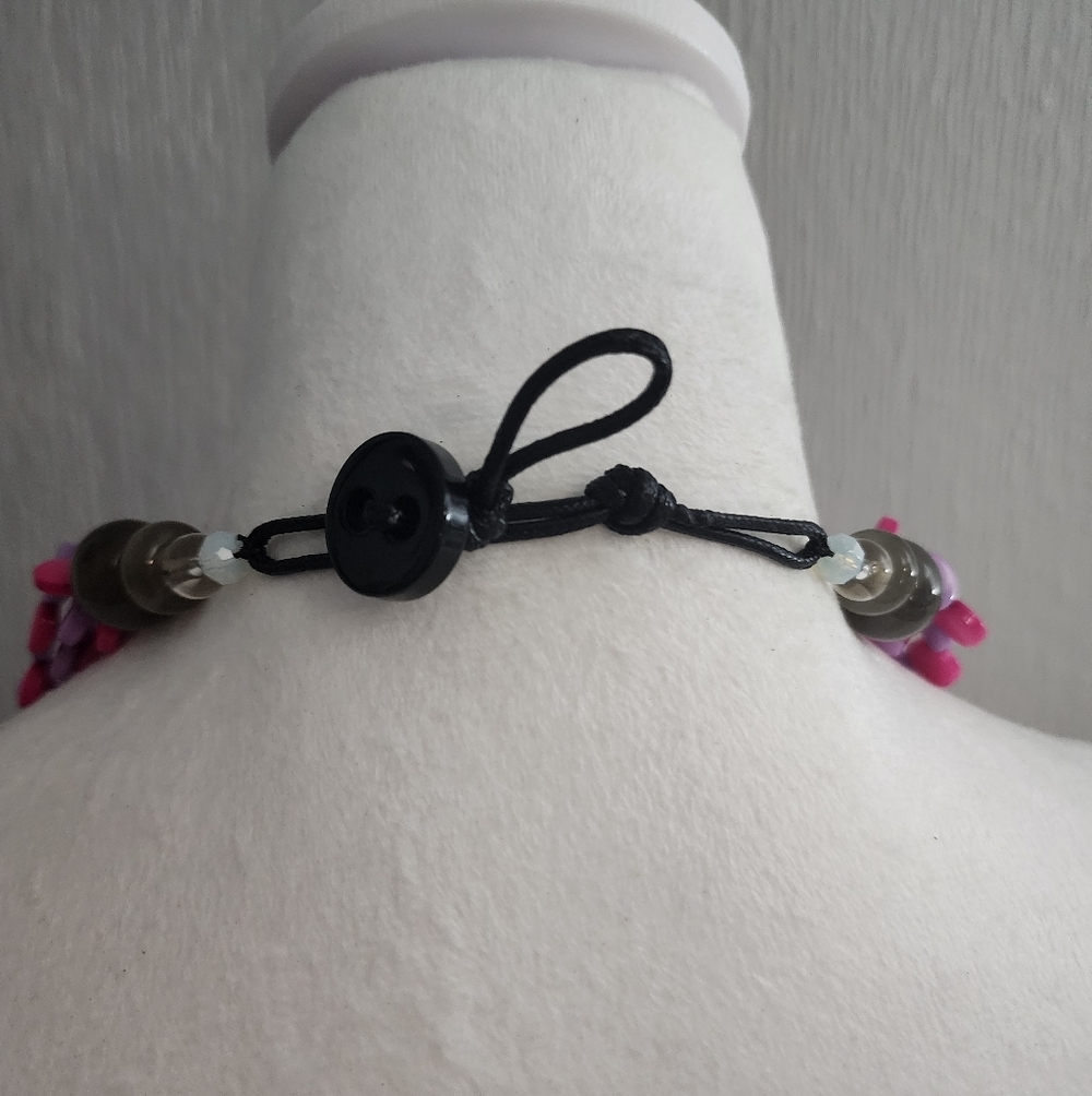 Pink Purple Beaded Necklace - Picture 4 of 7